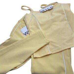 Wilo The Label Yellow Ribbed Tank Top & Leggings Set Active wear New Size Small